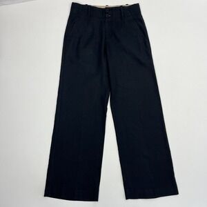 Vince Wide Leg Pants Linen Viscose Black High Rise Office City Womens 4